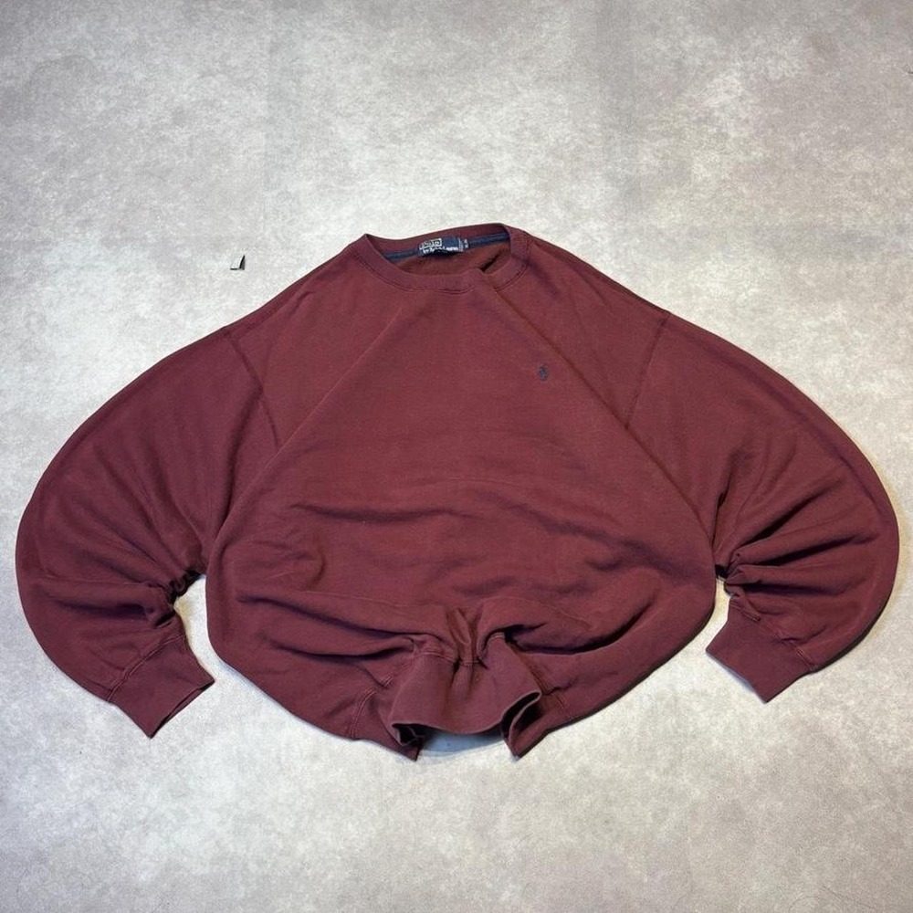 Vintage Y2K Polo Ralph Lauren Burgundy Crewneck Sweatshirt Mens Fits XL